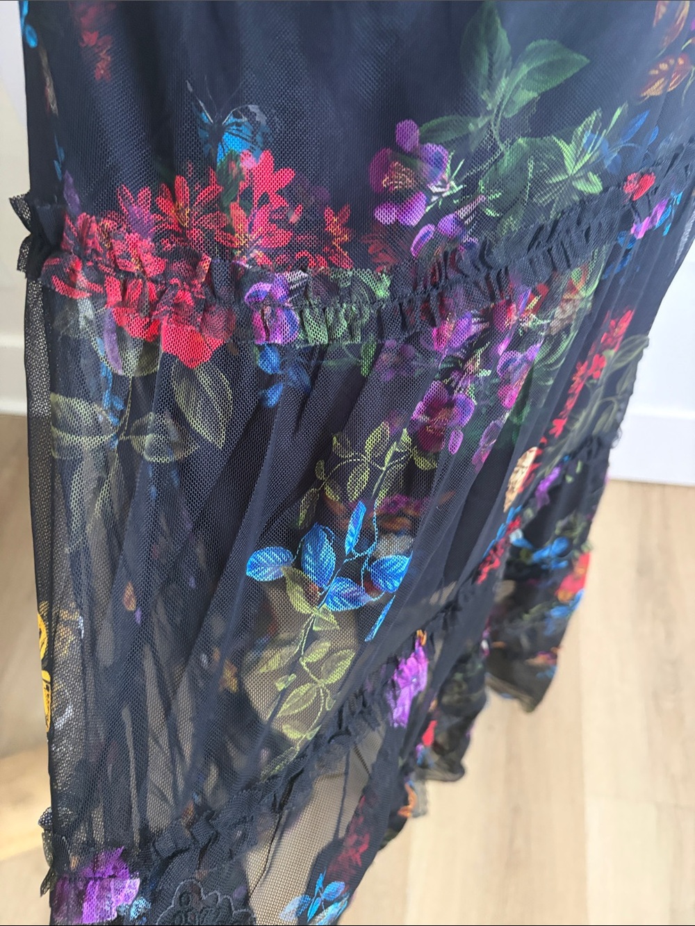 Johnny Was Black Maxi Skirt with Multicolor Floral Print - Picture 2 of 4